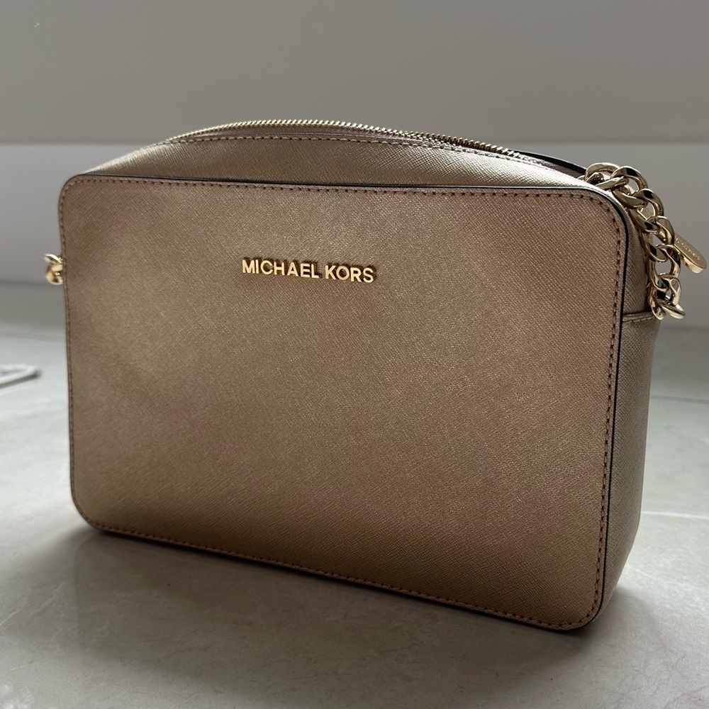 Michael Kors Gold Saffiano Crossbody Bag